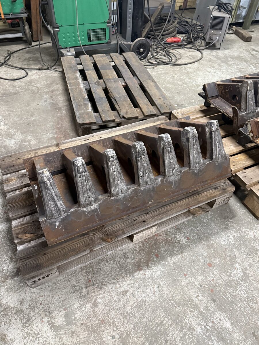 Crusher segments ready for repair or hardfacing