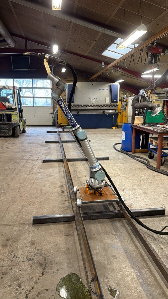 Mobile welding robot ready in the workshop